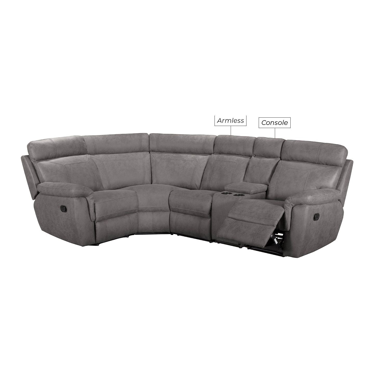 Noah Corner - Grey Suede Fabric (5 Piece)