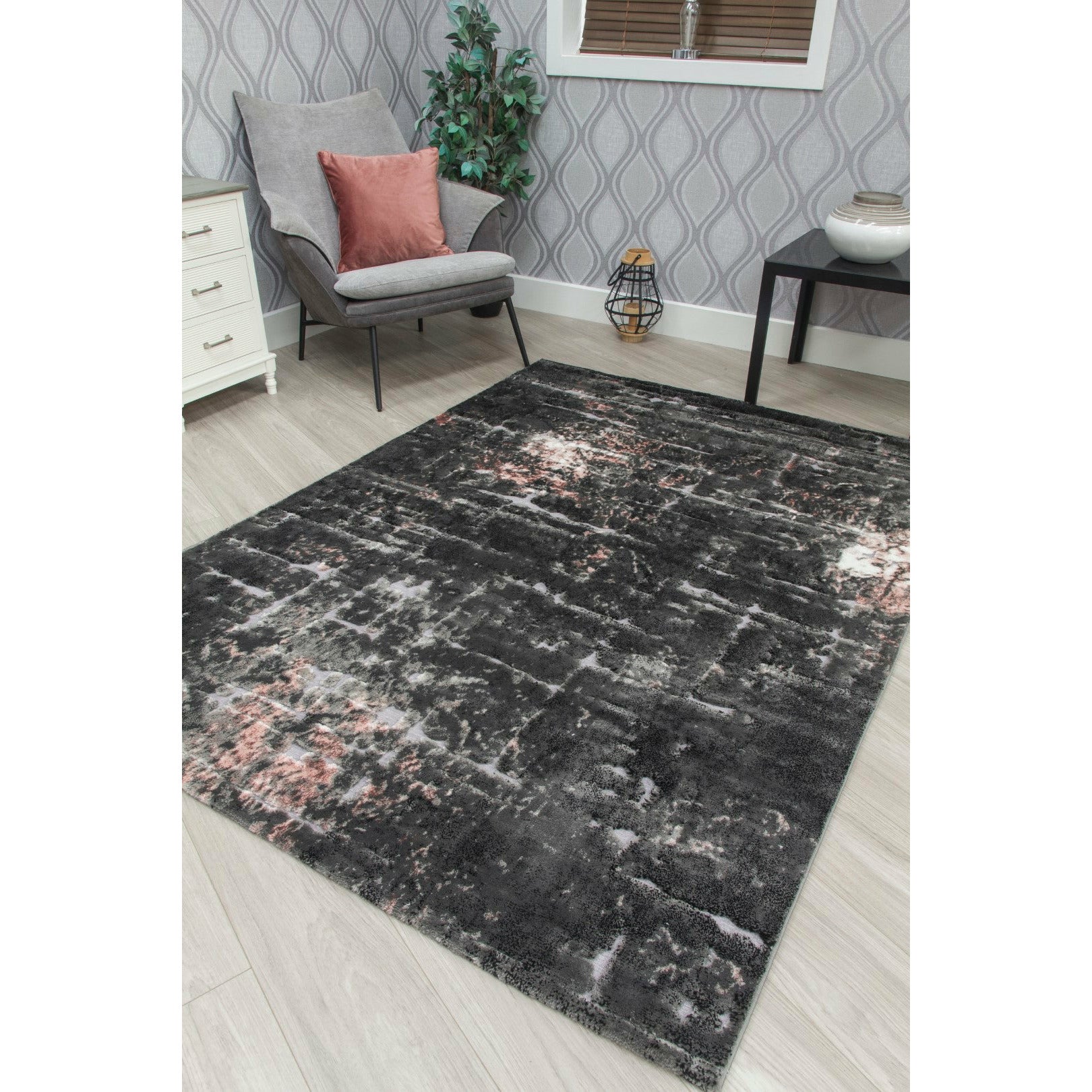 Bellini Rug - Dark Grey/Pink