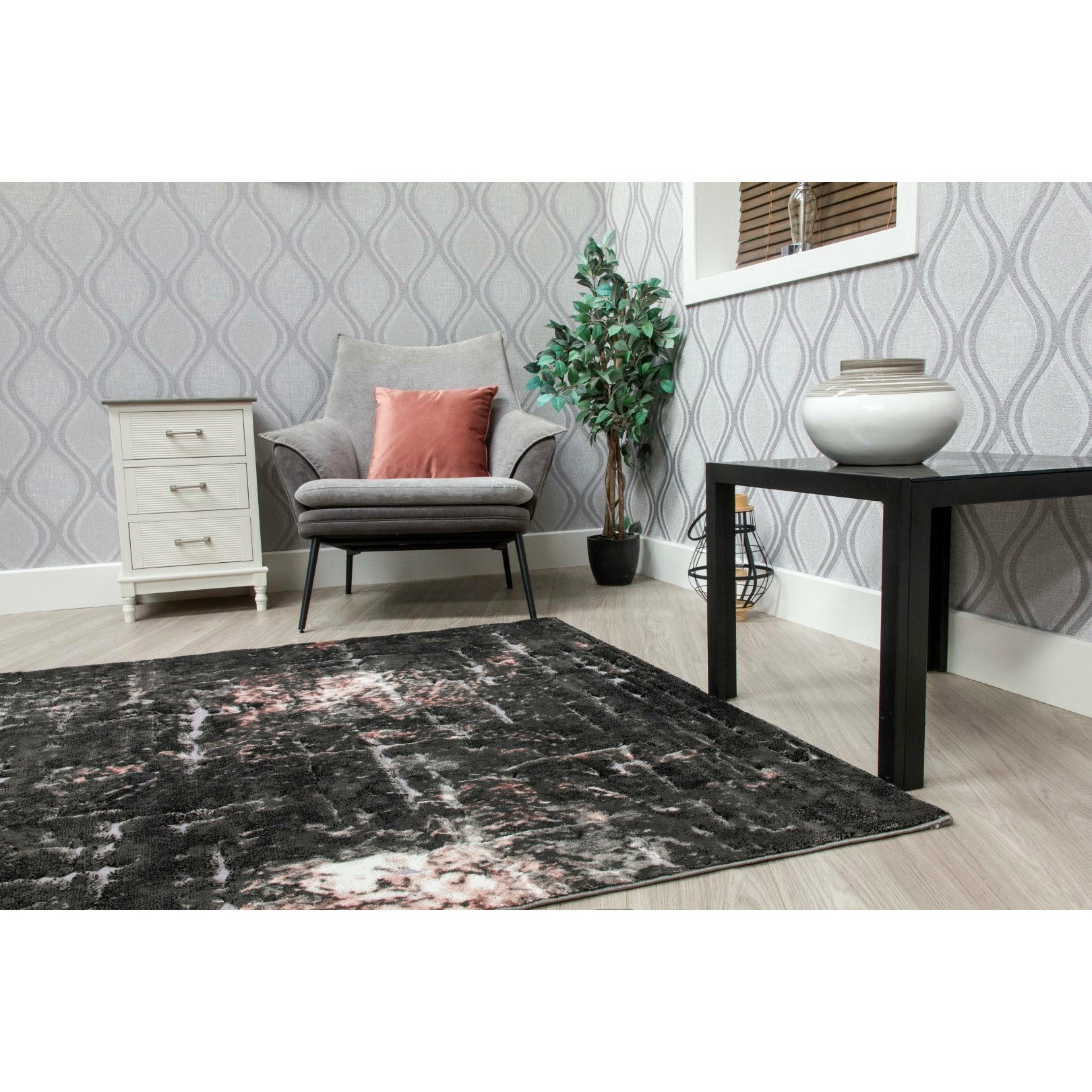 Bellini Rug - Dark Grey/Pink