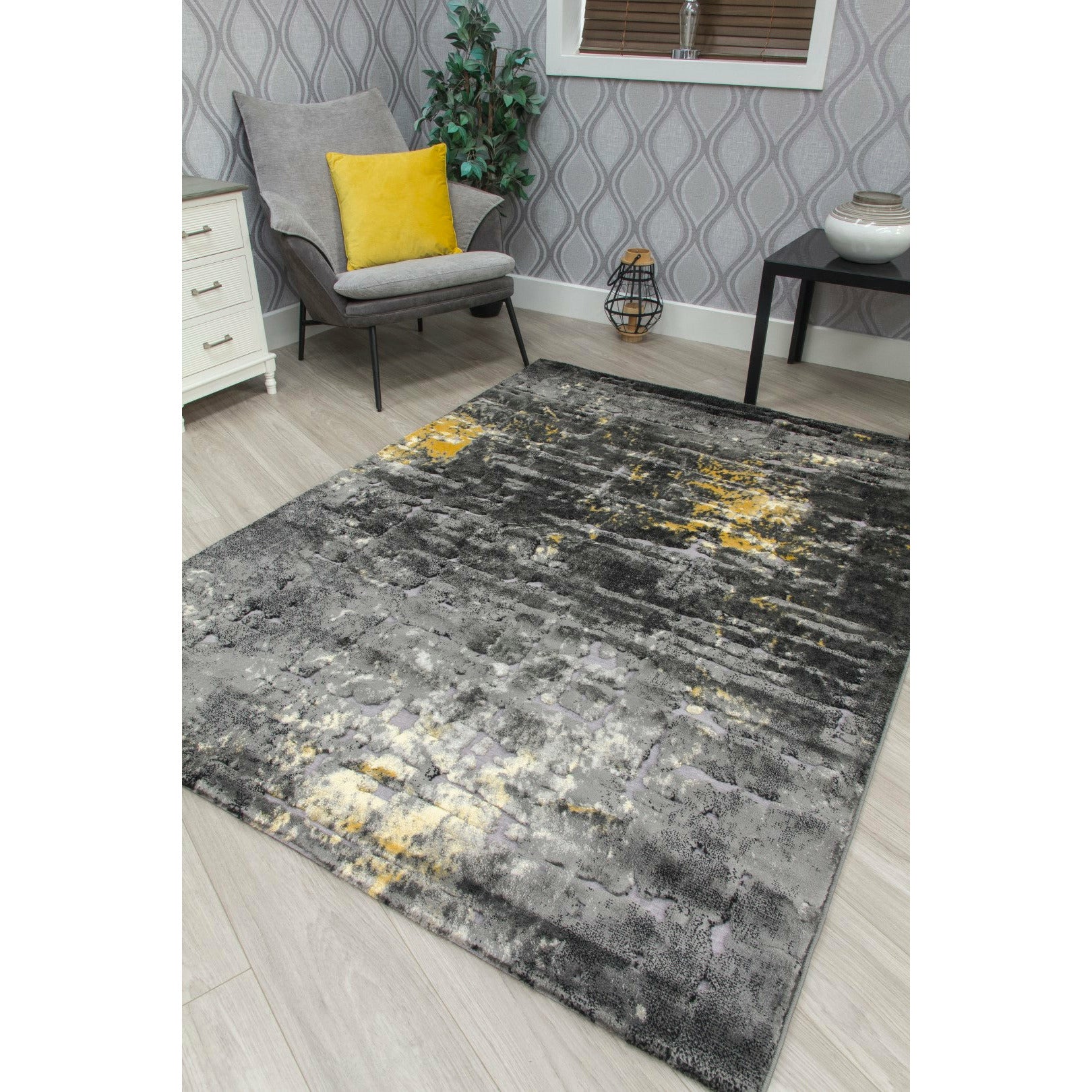 Bellini Rug - Dark Grey/Yellow