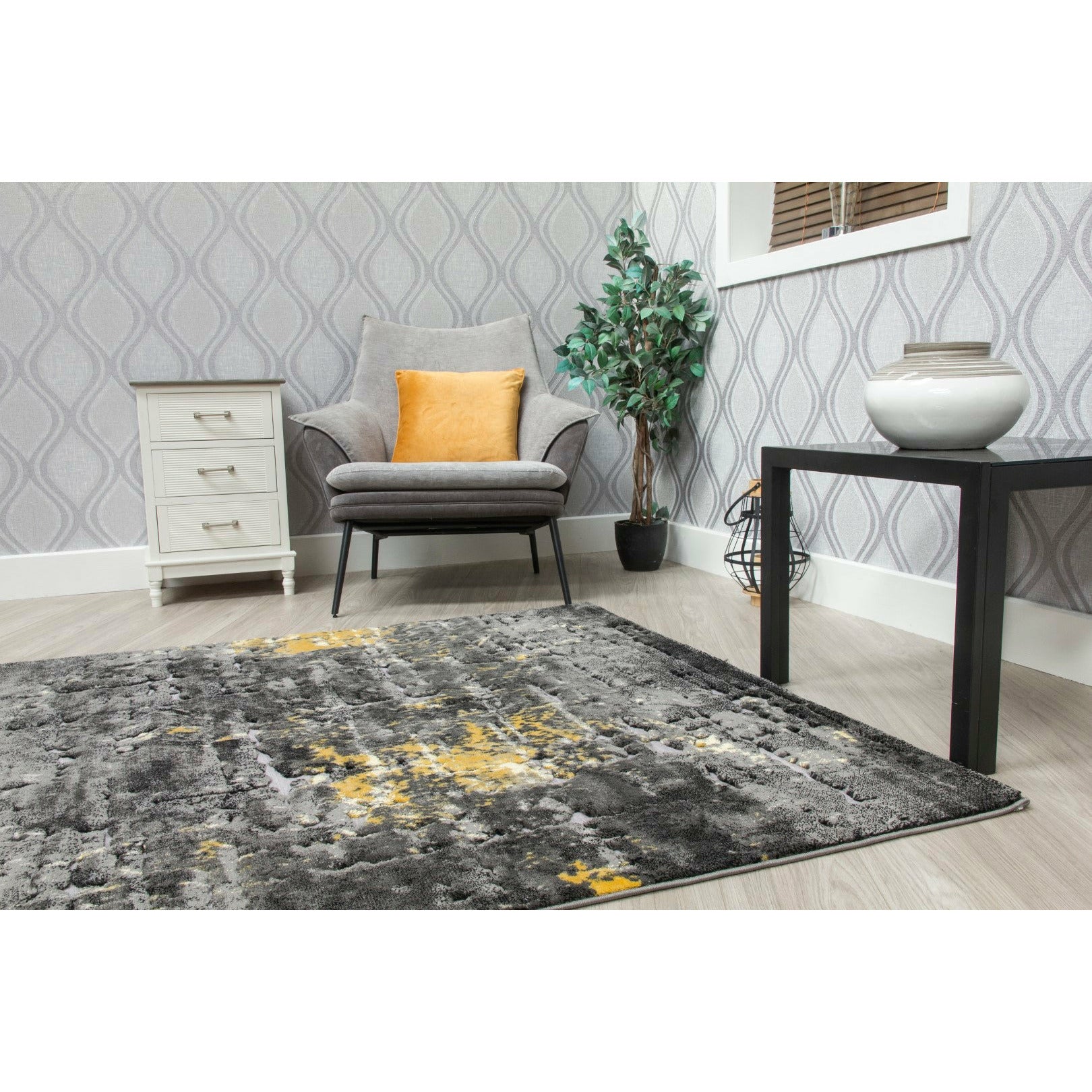 Bellini Rug - Dark Grey/Yellow