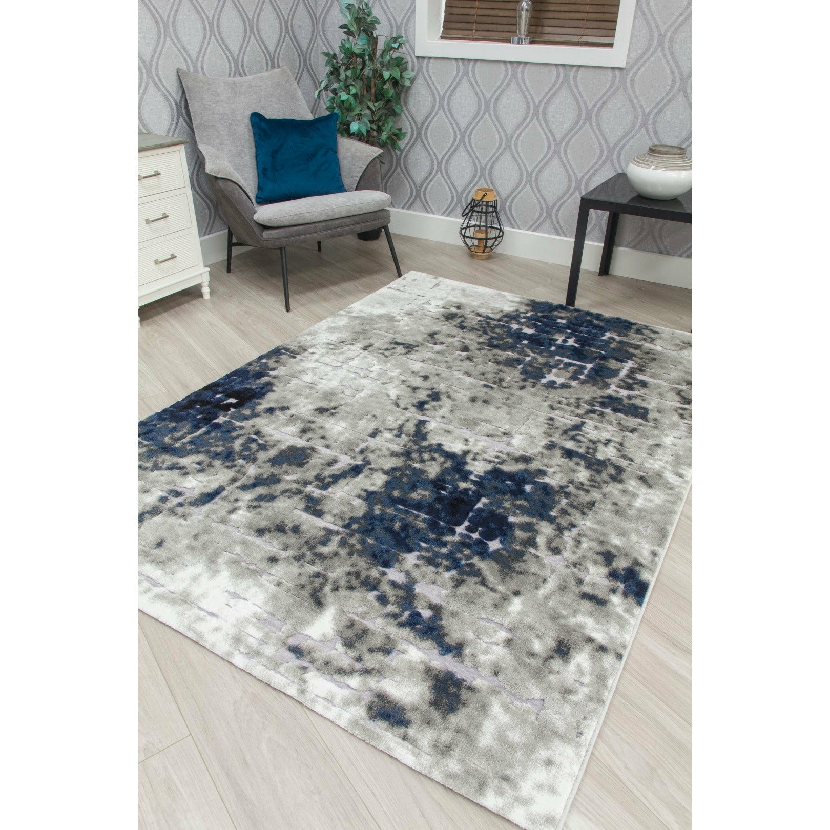 Bellini Rug - Light Grey/Navy