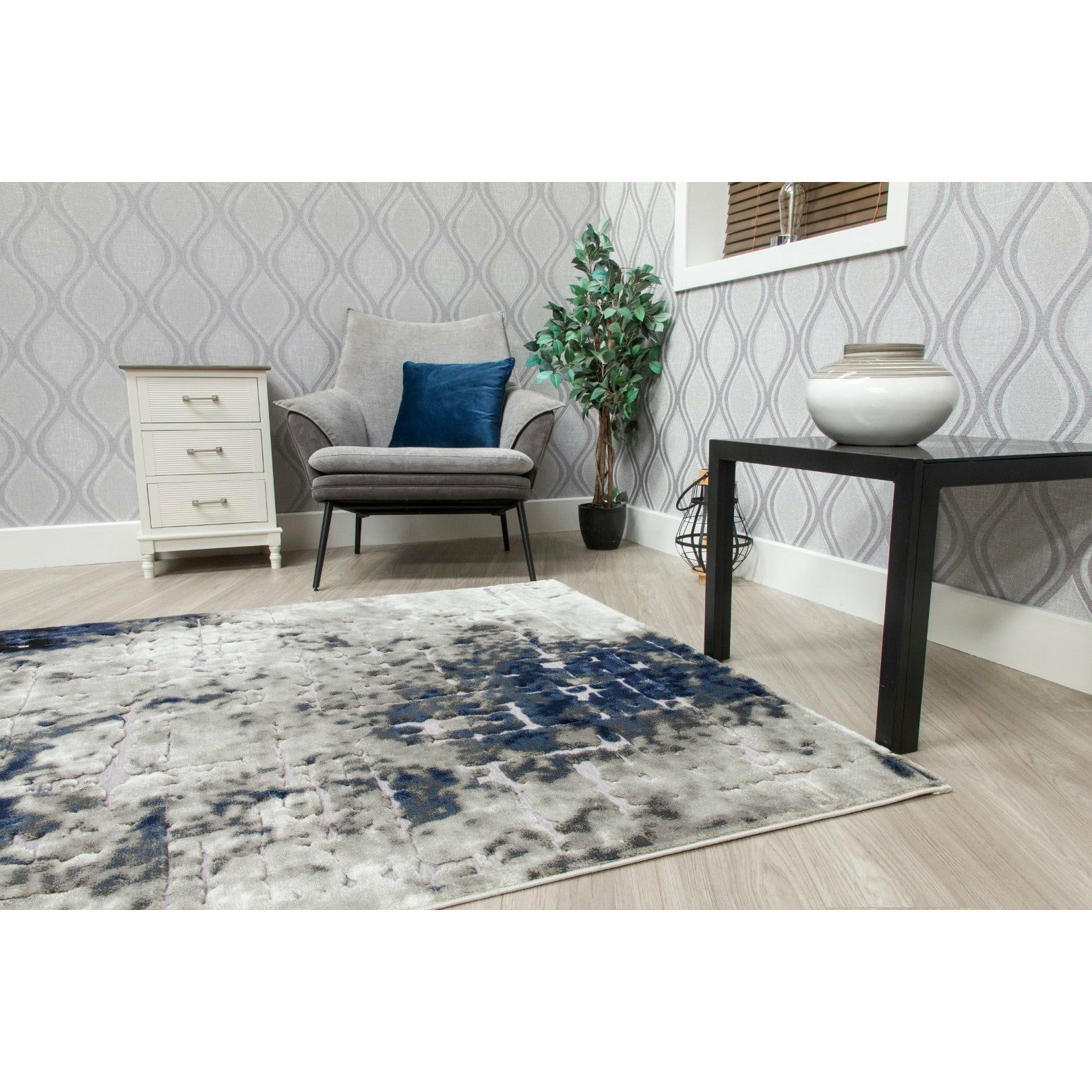 Bellini Rug - Light Grey/Navy