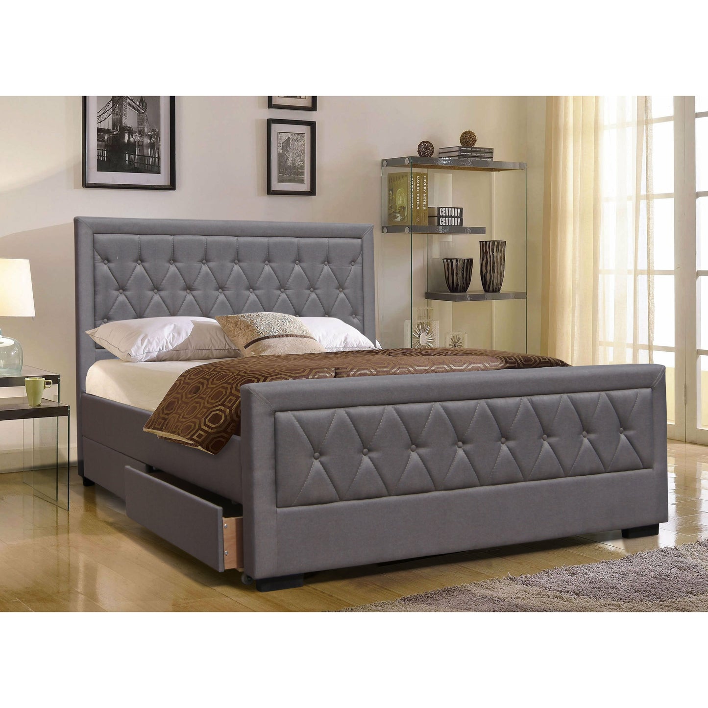 Las Vegas Storage Bed Frame - Soft Grey Fabric