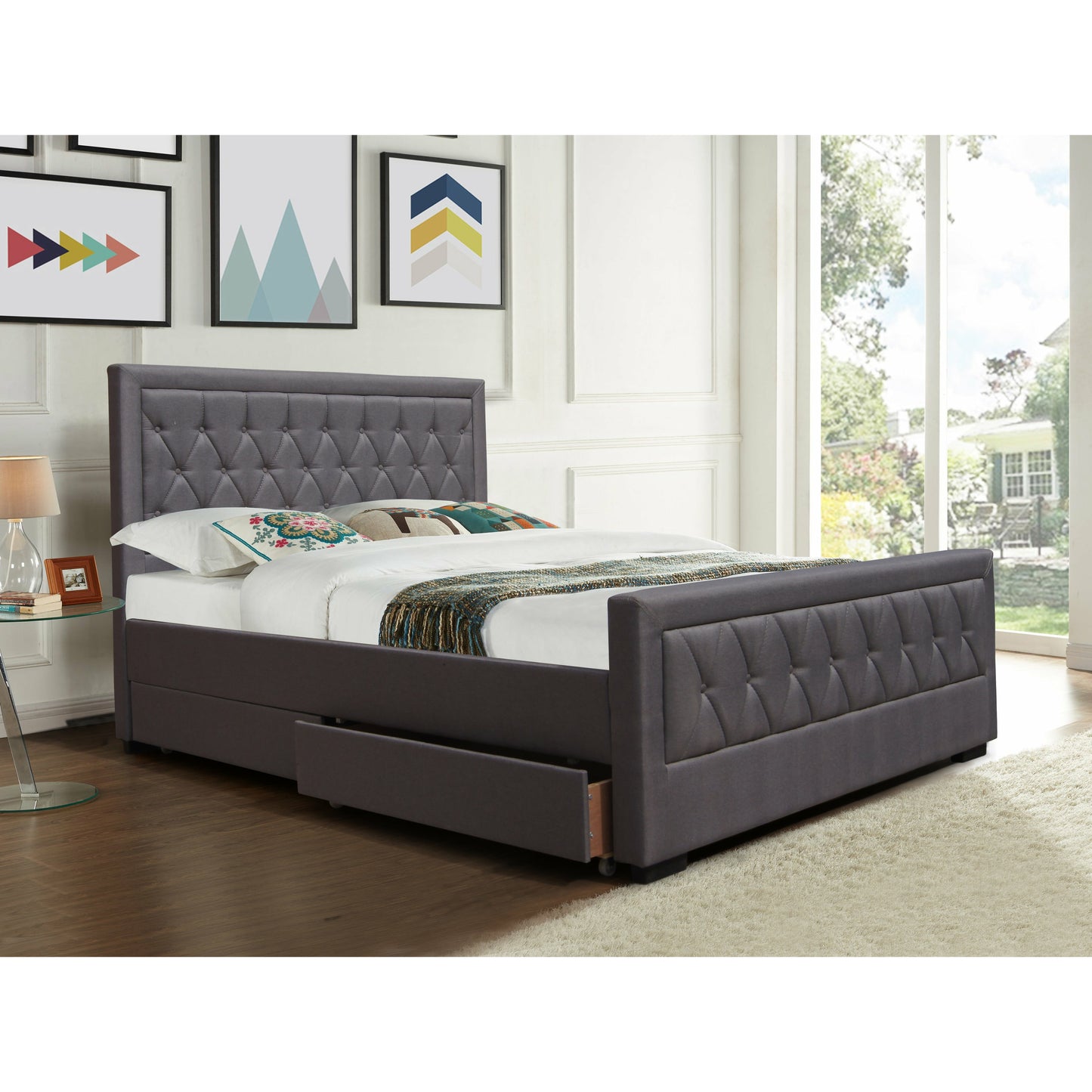 Las Vegas Storage Bed Frame - Soft Grey Fabric