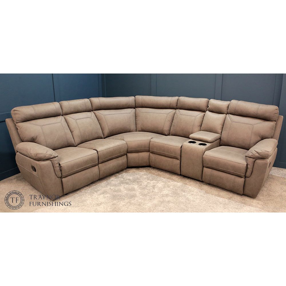 Noah Corner - Grey Suede Fabric (4 Piece)