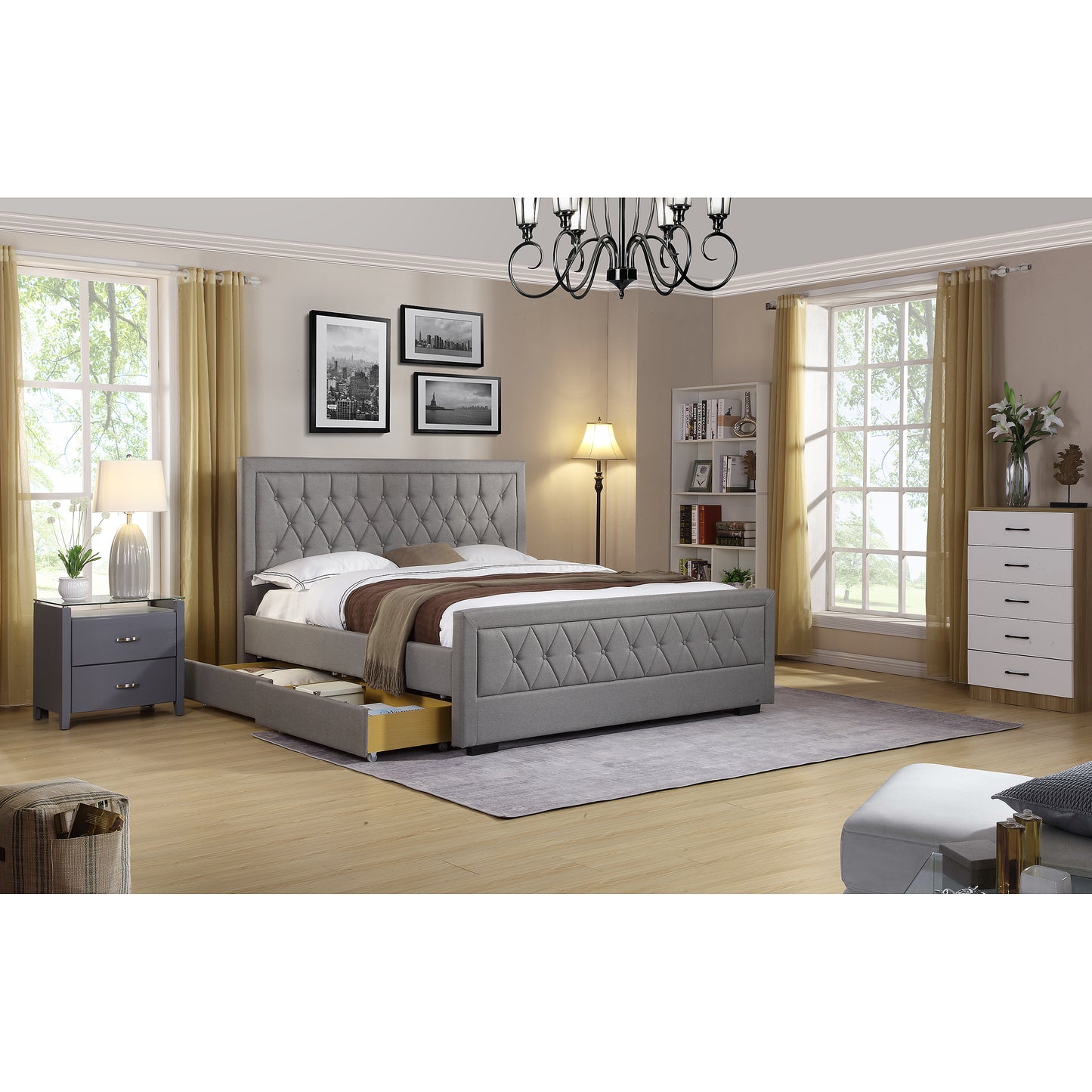 Las Vegas Storage Bed Frame - Soft Grey Fabric