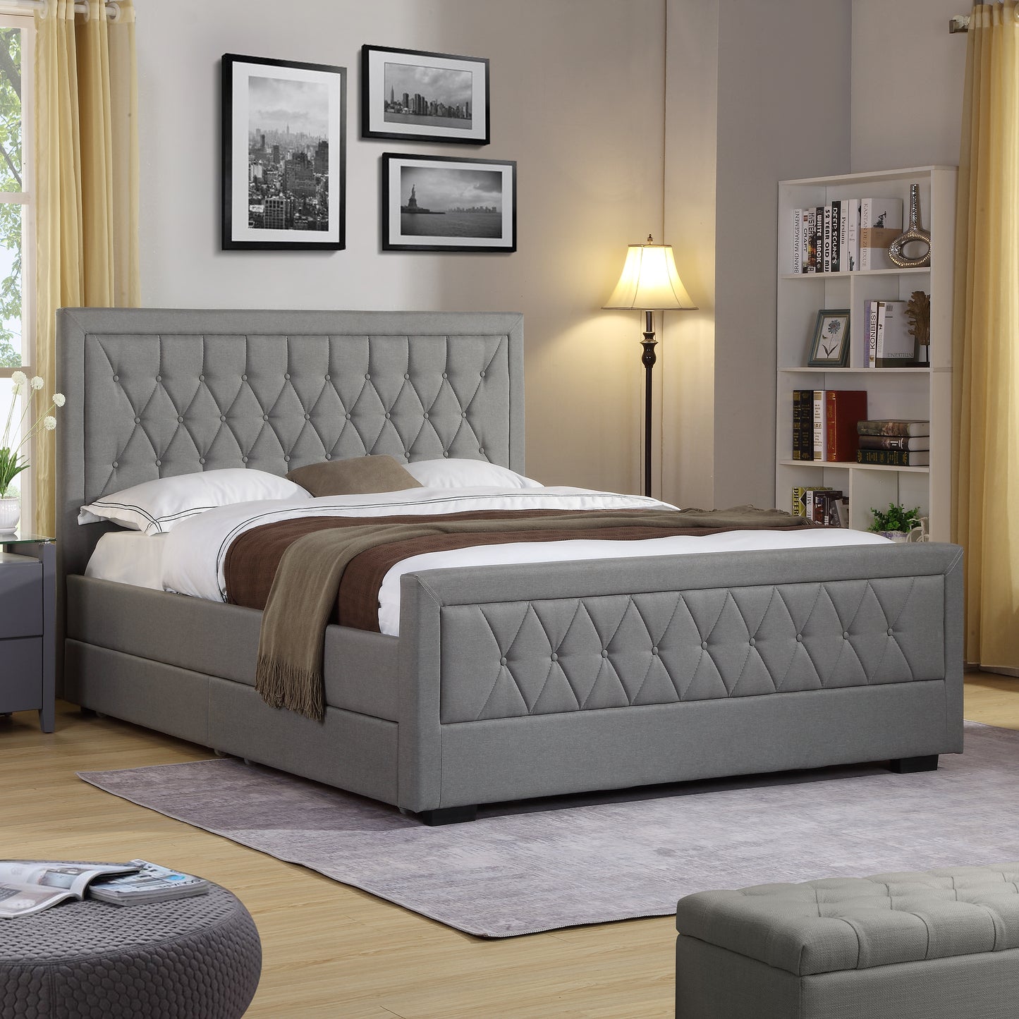 Las Vegas Storage Bed Frame - Soft Grey Fabric