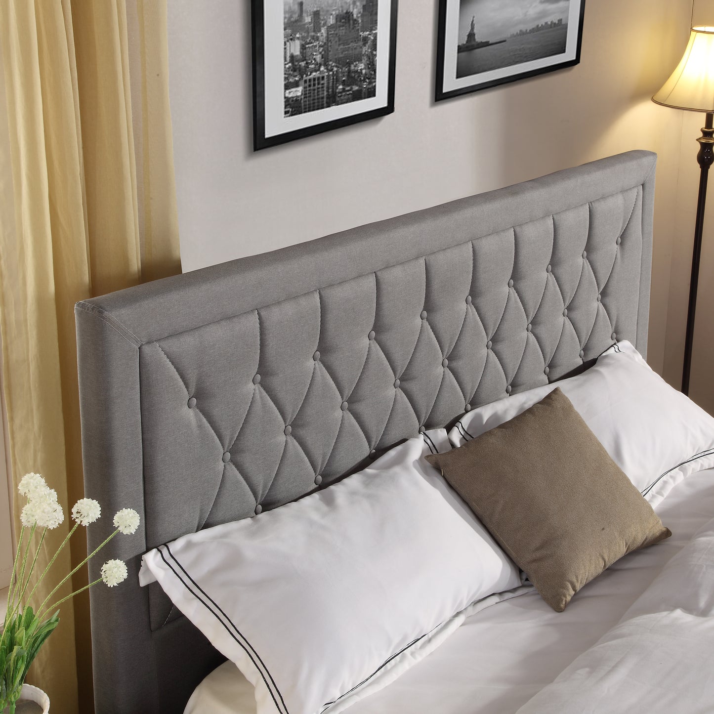 Las Vegas Storage Bed Frame - Soft Grey Fabric