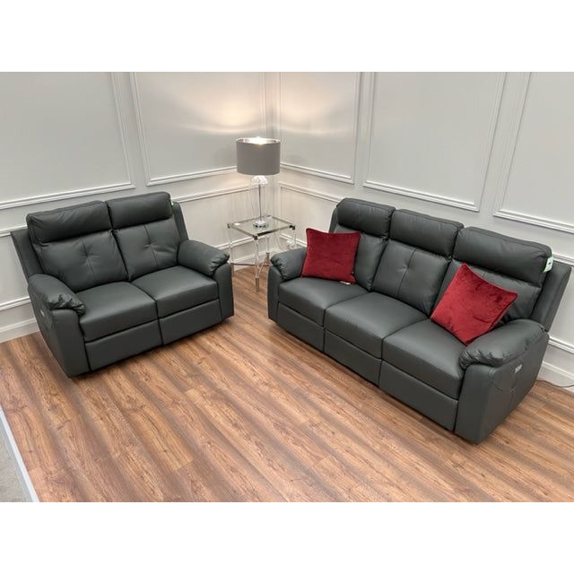 Renzo Full Leather Electric recliner Sofa Range  - Anthracite