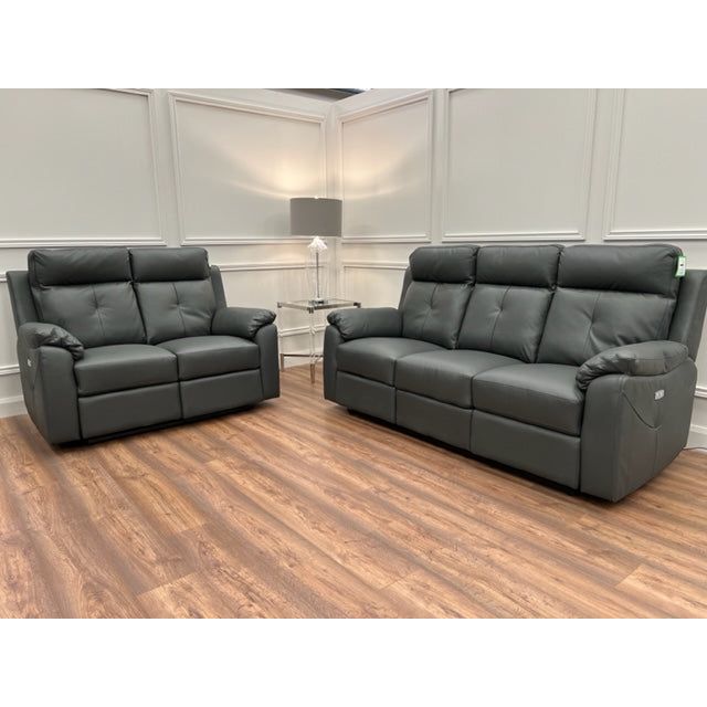 Renzo Full Leather Electric recliner Sofa Range  - Anthracite