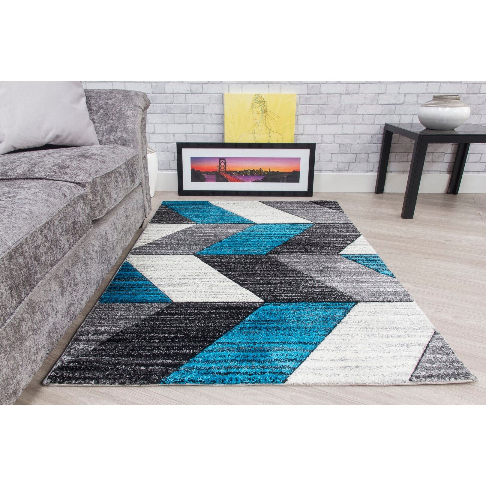 Impulse Chevron Rug - Teal