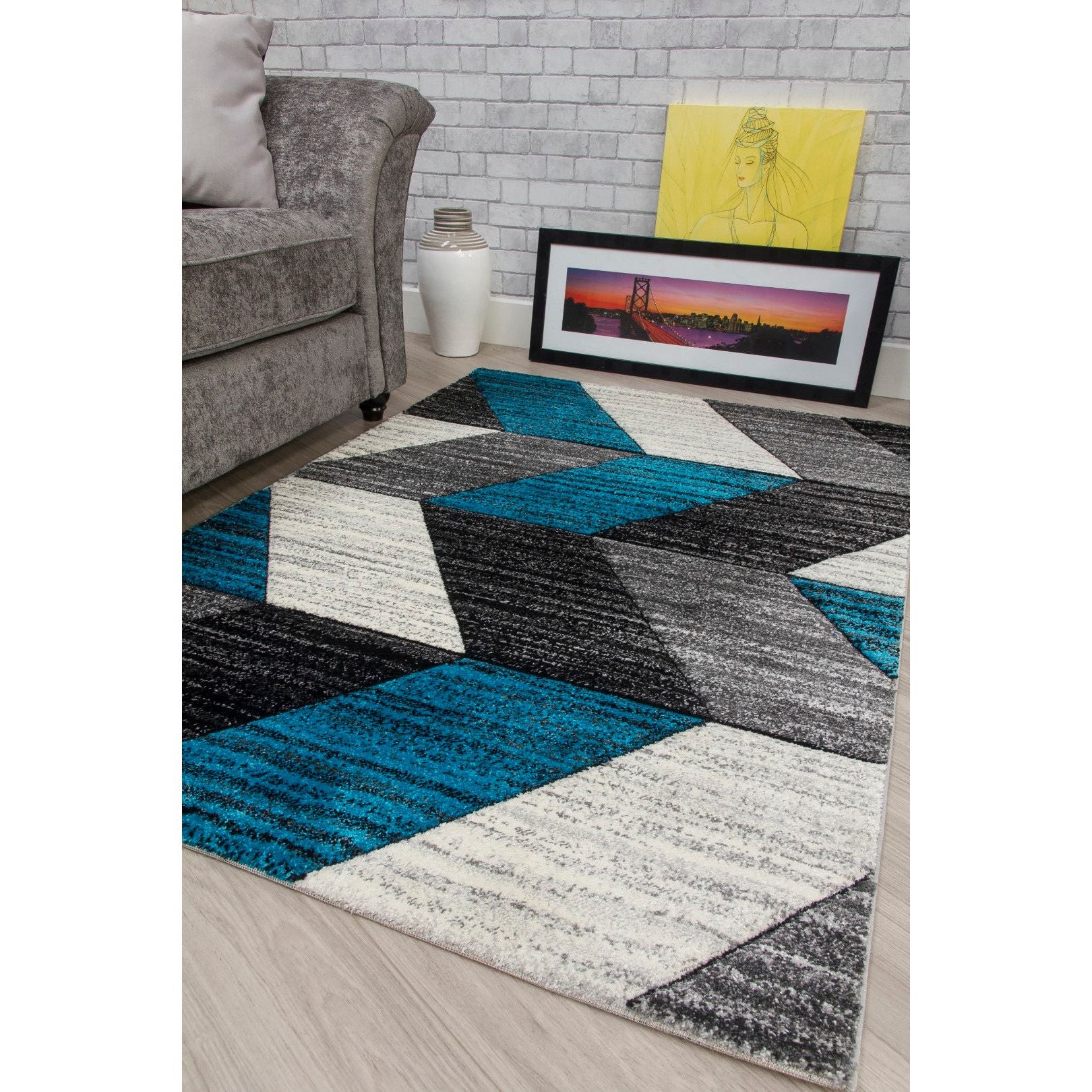 Impulse Chevron Rug - Teal