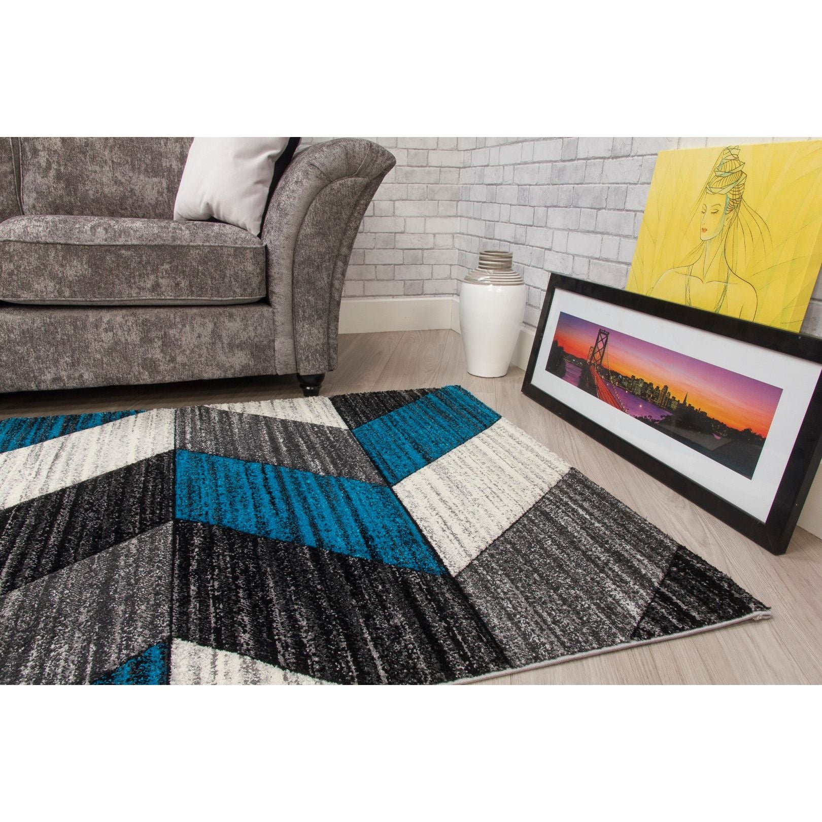 Impulse Chevron Rug - Teal