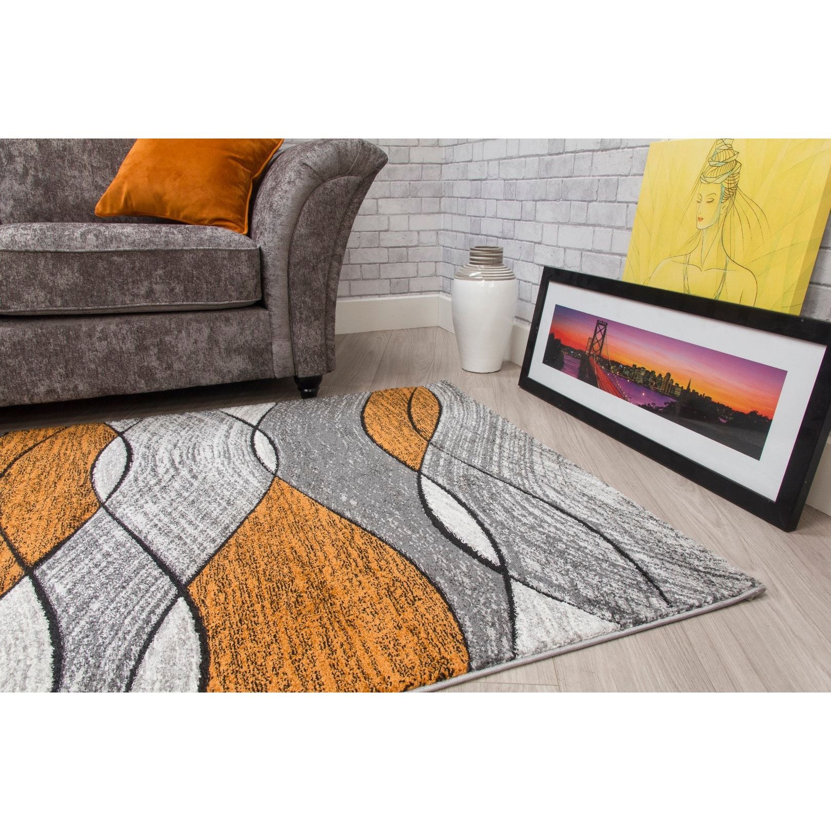 Impulse Waves Rug - Pumpkin