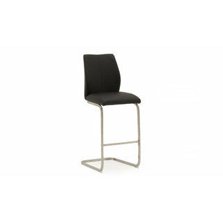 Elis Bar Stool Black - Brushed Steel Leg