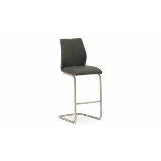 Elis Bar Stool Grey - Brushed Steel Leg