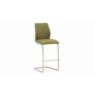 Elis Bar Stool Olive - Brushed Steel Leg