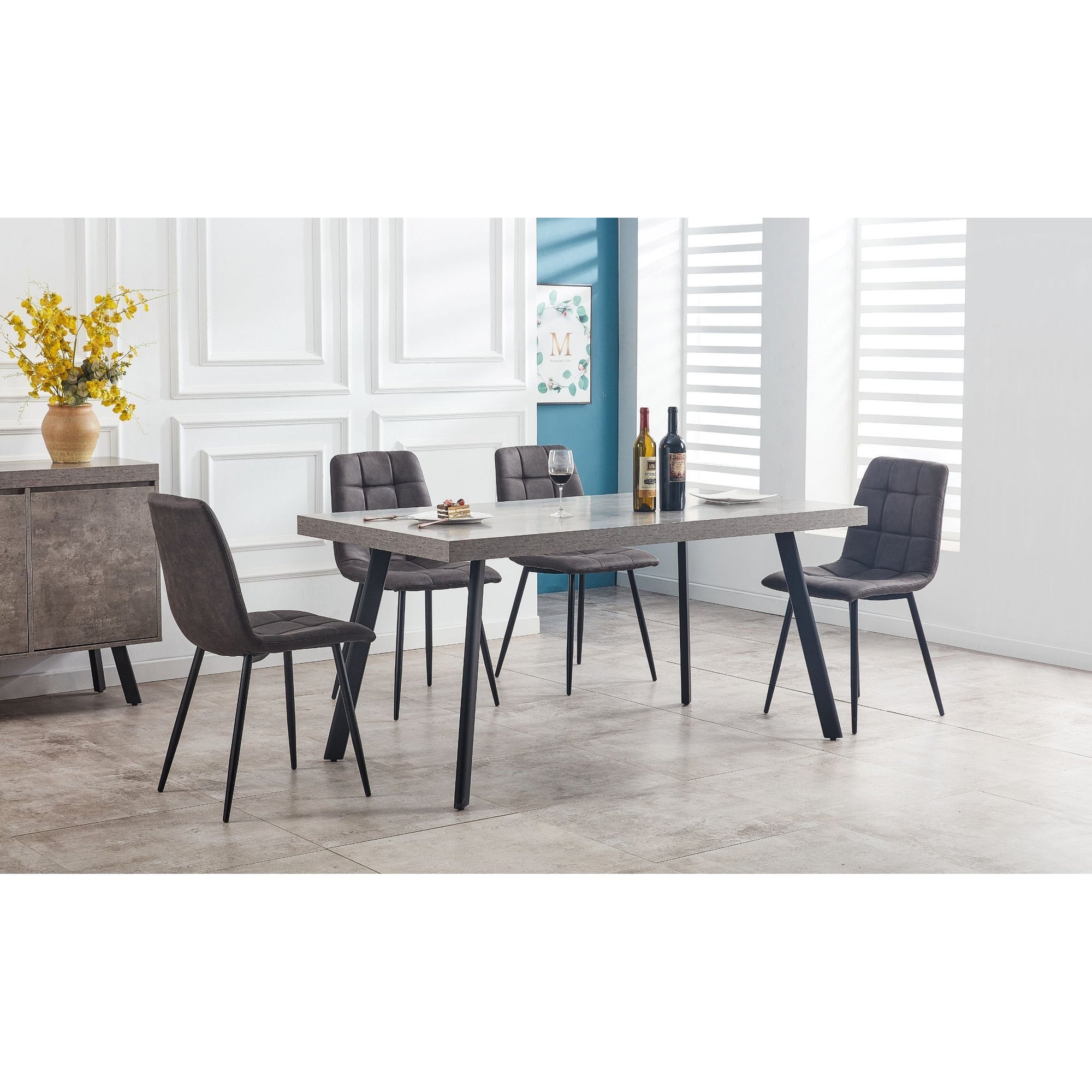 Freddy  Dining Table 1.6m Set  - Grey