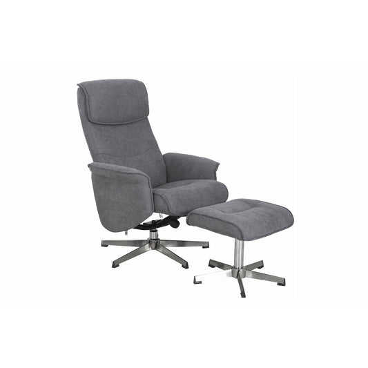 Amos 1 Seater Recliner With Stool - Grey