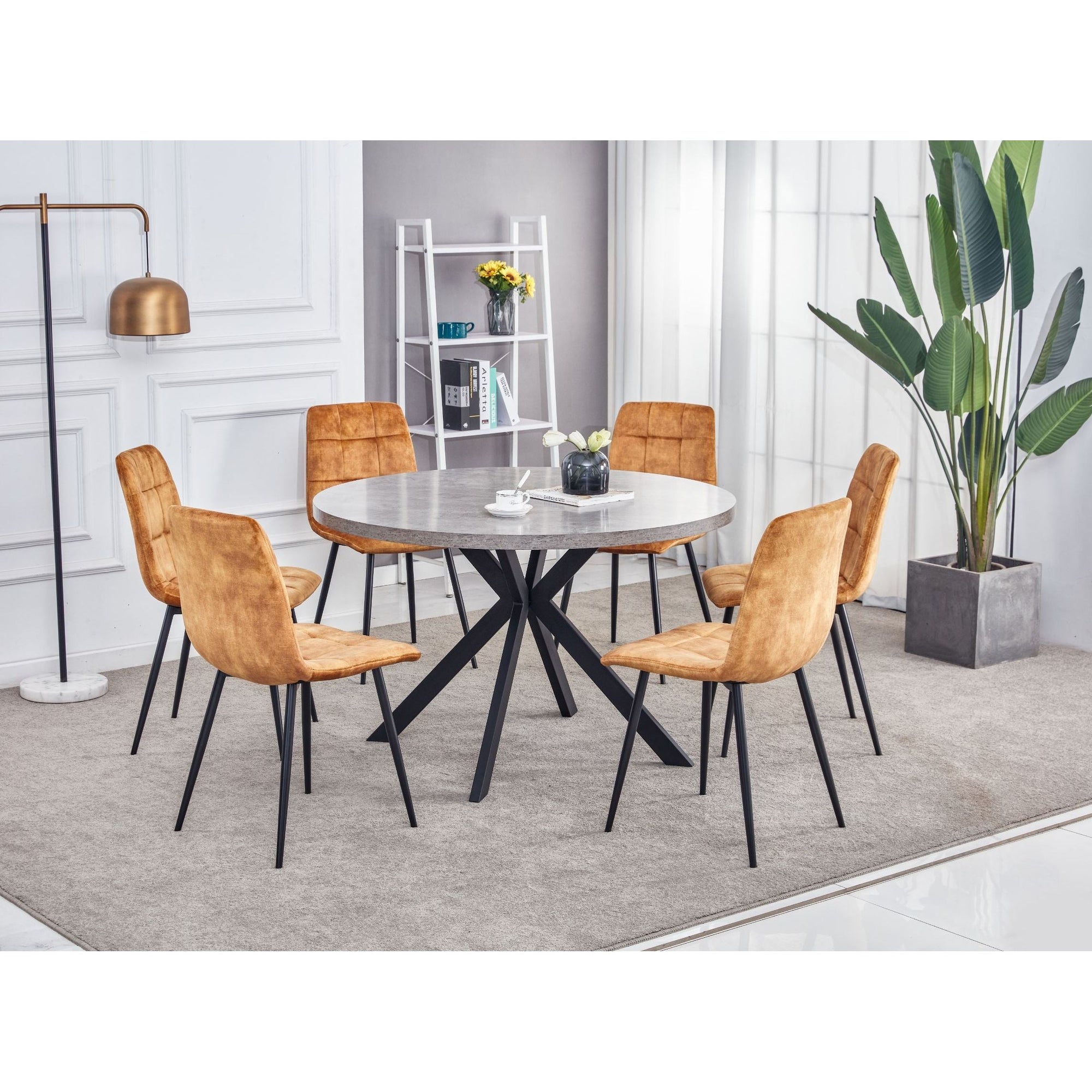 Freddy Round Dining Table Set  - Grey