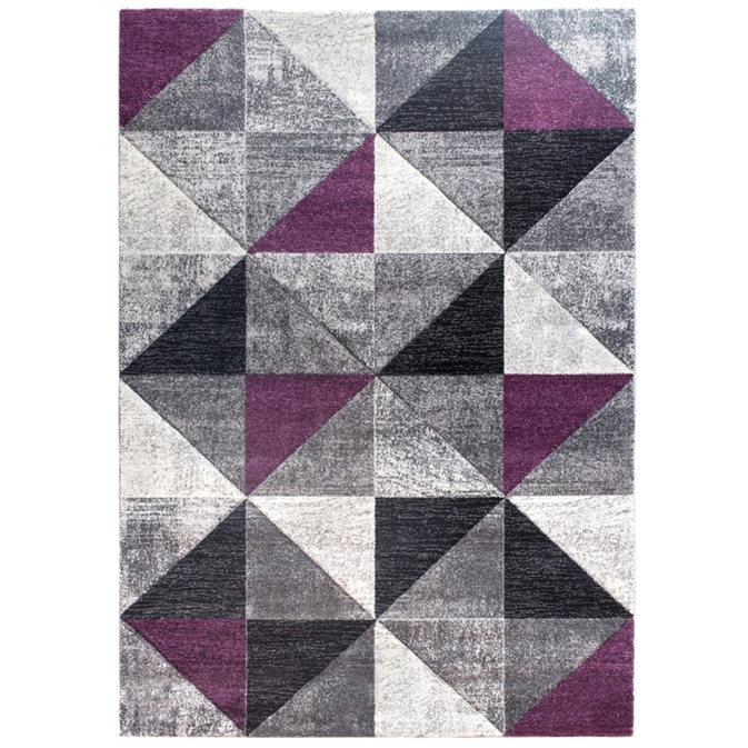 Purple Grey Geometric Triangles Rug - Impulse Triad
