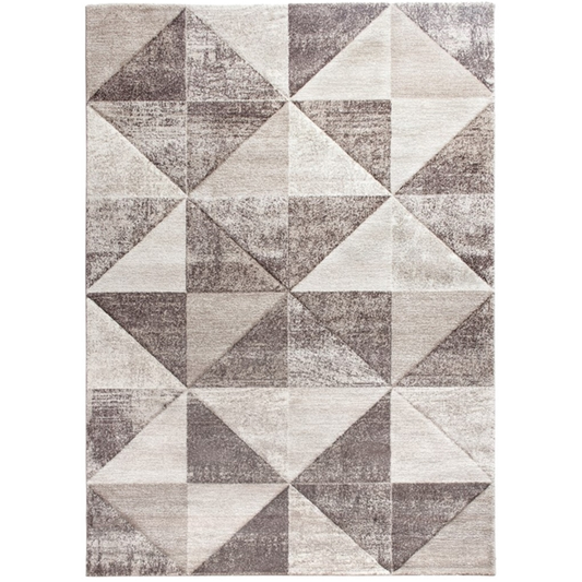 Beige Brown Geometric Triangles Rug - Impulse Triad