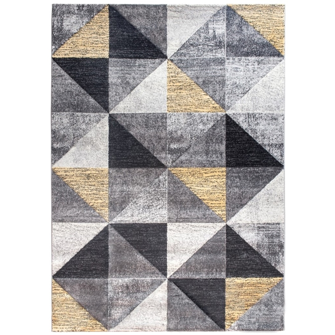 Yellow Grey Geometric Triangles Rug - Impulse Triad