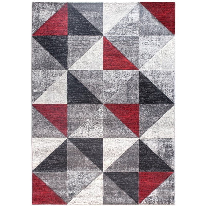 Red Grey Geometric Triangles Rug - Impulse Triad