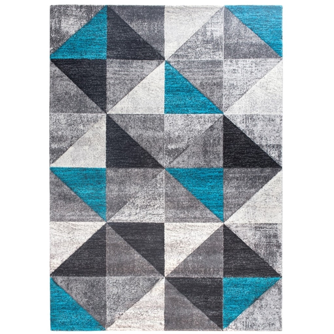 Teal Grey Geometric Triangles Rug - Impulse Triad