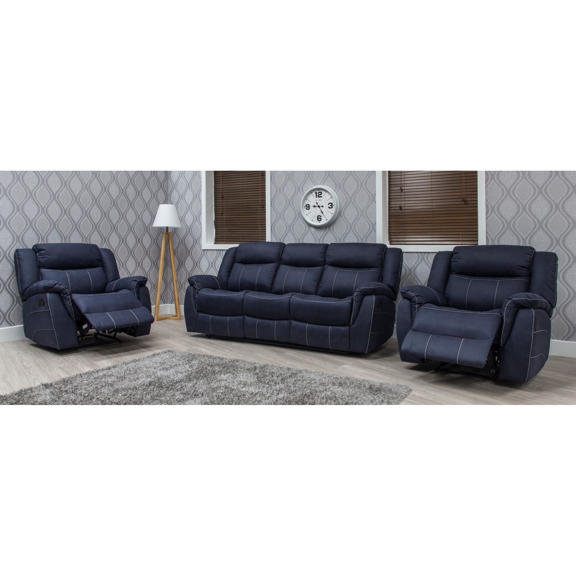Nevada Reclining  Sofa Range - Denim Suede Fabric