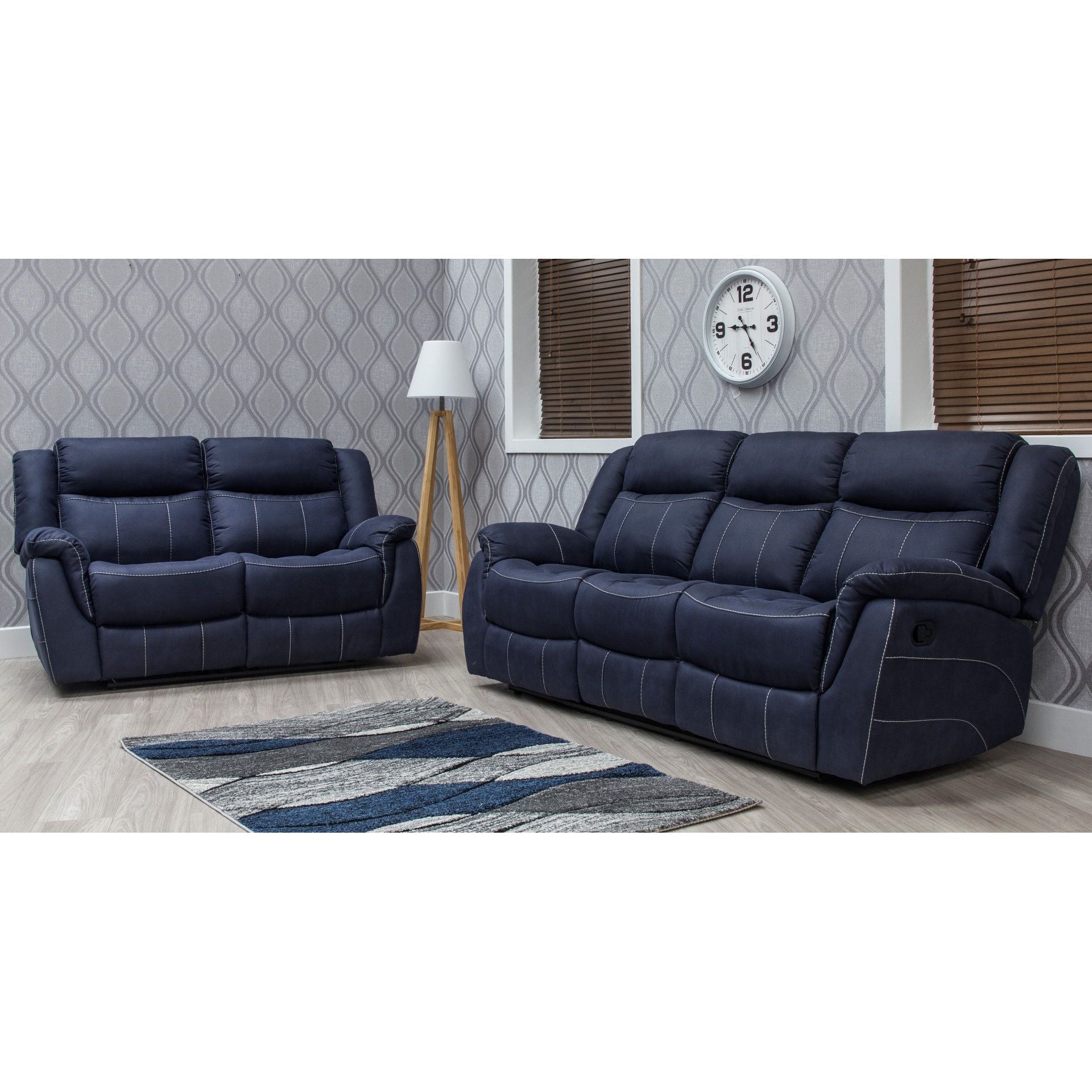 Nevada Reclining  Sofa Range - Denim Suede Fabric