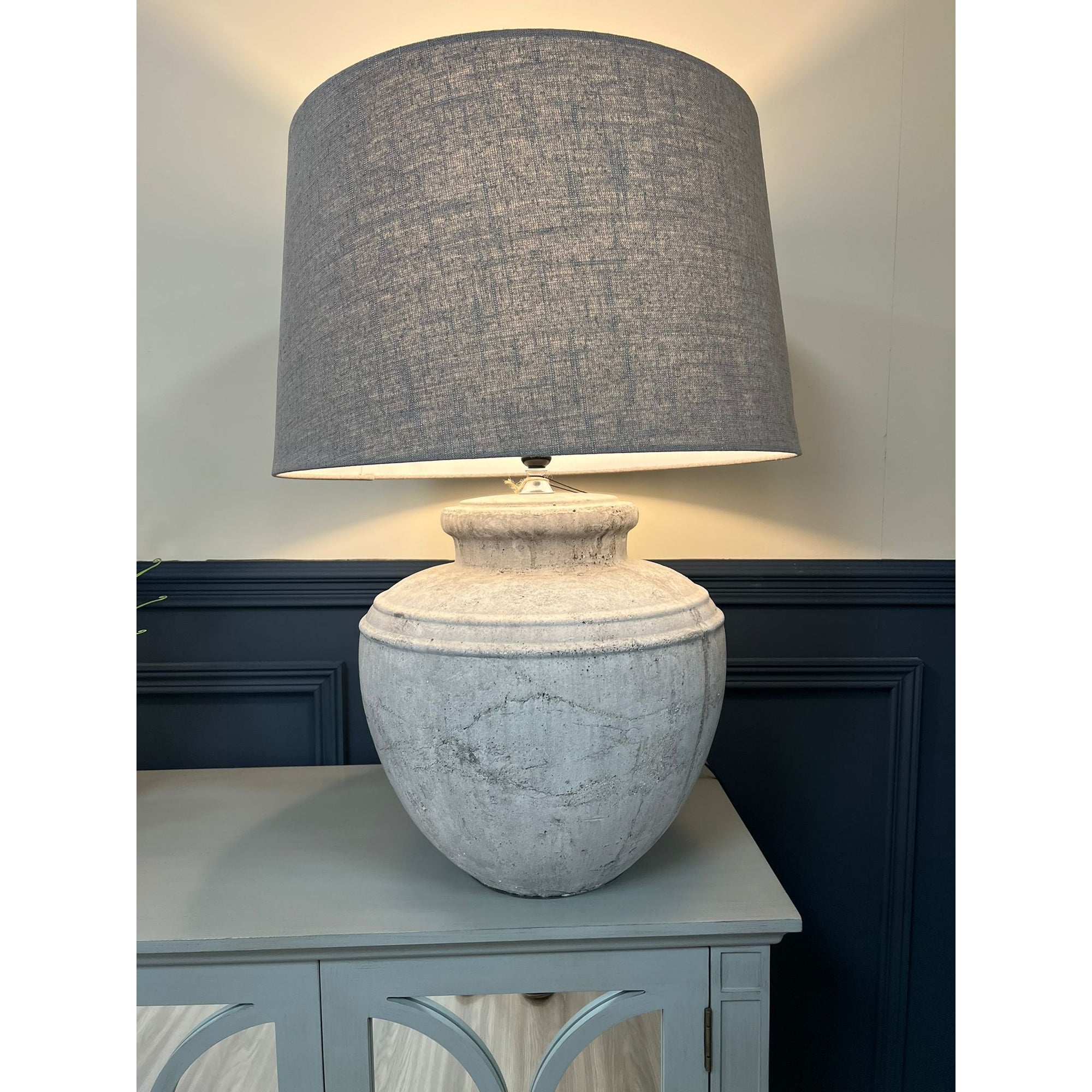 Meg-  Grey Stone Ceramic Lamp