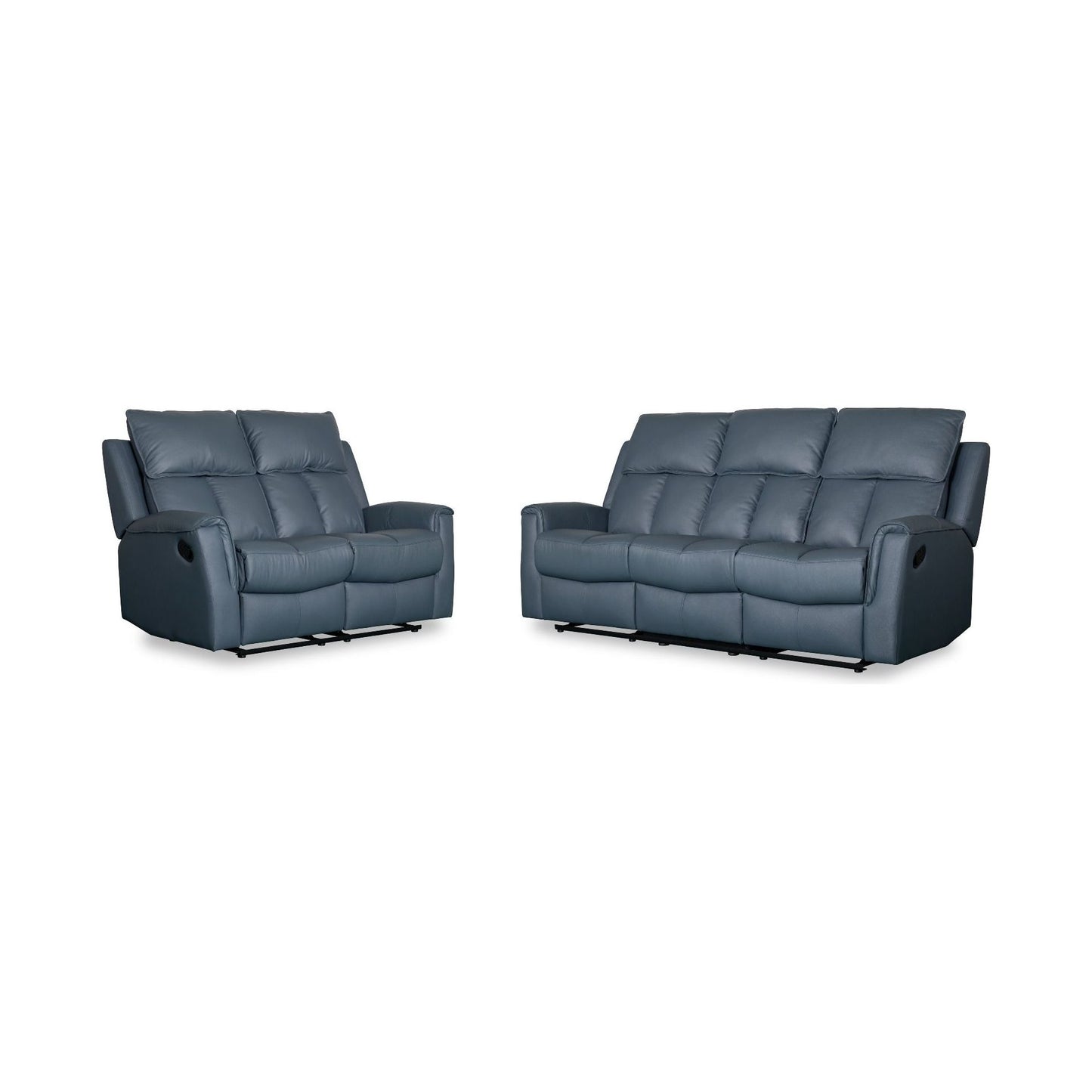 Jaxon 3 Seater- Blue Grey Leather - Recliner