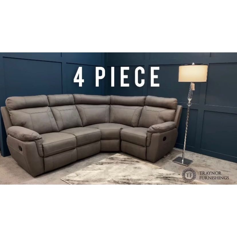 Noah Corner - Grey Suede Fabric (4 Piece)