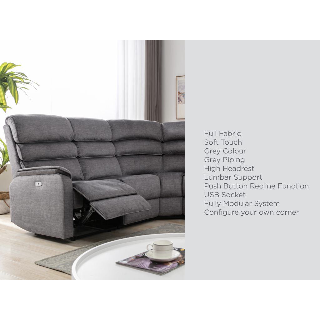 Doralee Electric Corner - Grey Fabric
