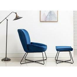 Jolene Chair & Stool Blue Velvet