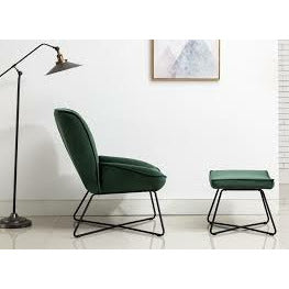 Jolene Chair & Stool Green Velvet