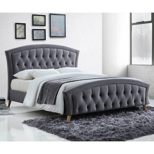 Lauren Soft Grey Velvet Bed Frame