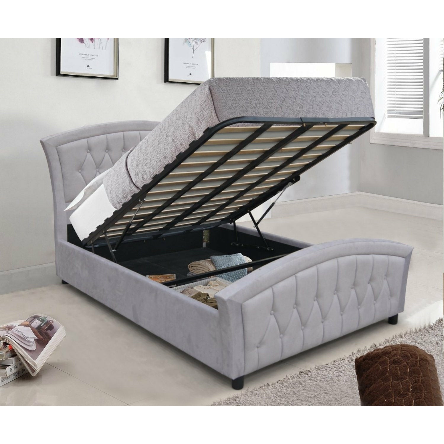 Lauren Gaslift Bed Light Grey