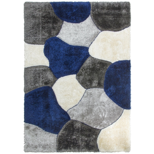 Luxus Stones - 3D Shaggy Rug - Multi Navy