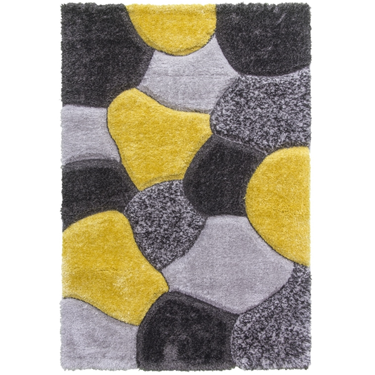 Luxus Stones - 3D Shaggy Rug - Multi Yellow