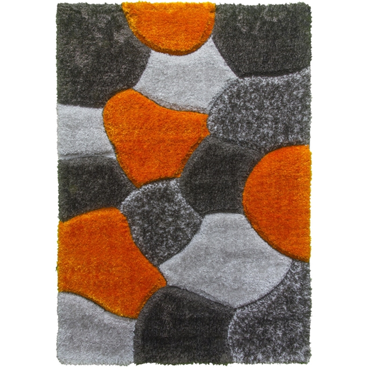 Luxus Stones - 3D Shaggy Rug - Multi Orange