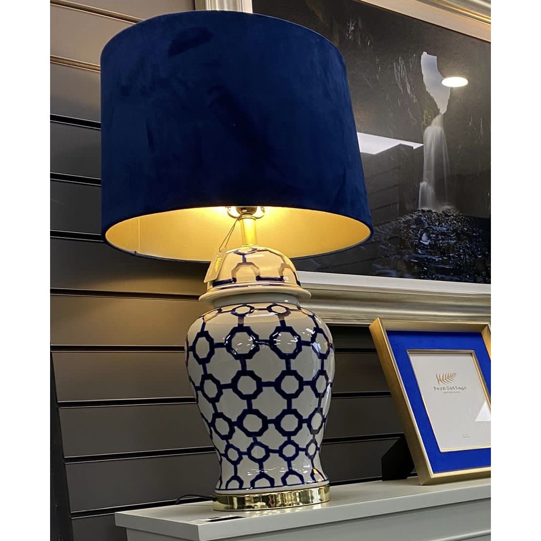 White & Blue Ceramic Lamp