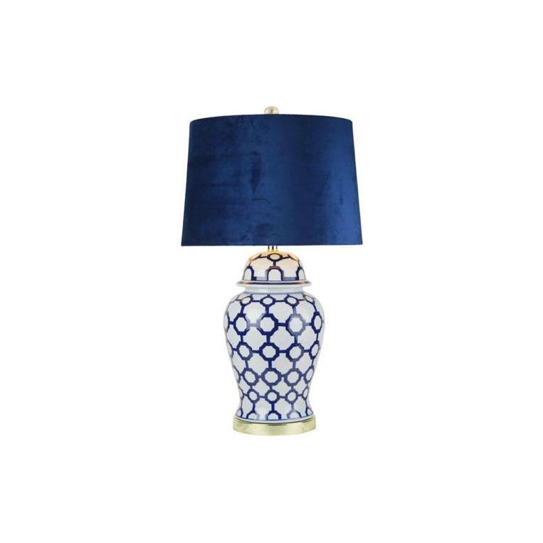 White & Blue Ceramic Lamp