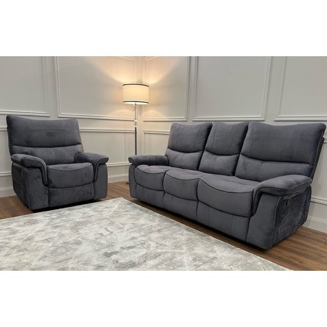 Portland Reclining  Sofa Range - Dark Grey Fabric