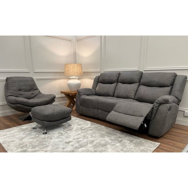 Nevada Reclining  Sofa Range - Dark Grey Suede Fabric