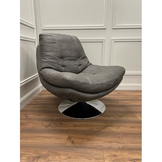 Zoey Accent Swivel Chair & Stool - Dark Grey