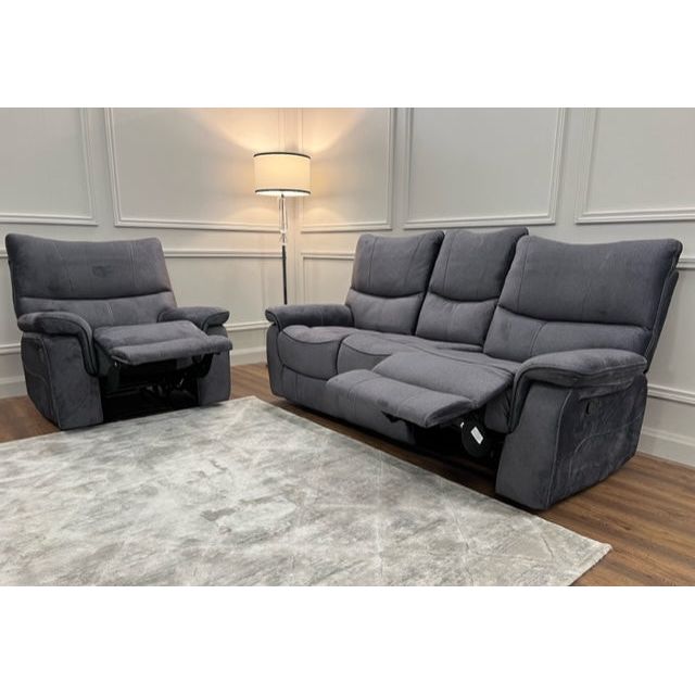 Portland Reclining  Sofa Range - Dark Grey Fabric