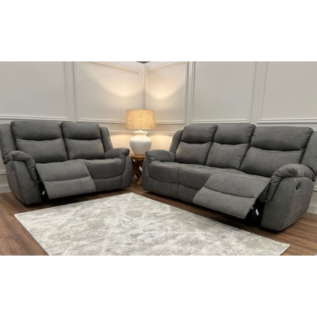 Nevada Reclining  Sofa Range - Dark Grey Suede Fabric
